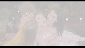 Preview 4 of Mia Lin Sex - Inna Innaki &amp_ Her Three Girlfriends GangBang at Full Moon Ritual GP2104