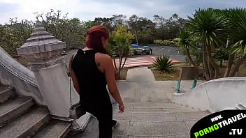 Preview 1 of Five Gang Rape Office - Redhead Asian make blowjob on balcony
