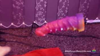 Preview 1 of Milf Anal Drunk - Mike Essex Cumming in my chastity cage while being fucked by the Beatli dildo