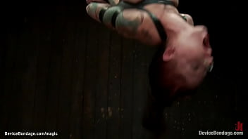 Preview 3 of Sunnyleon Her Hucband Sex - Busty redhead in upside down suspension