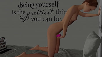 Preview 3 of Desi Fuck Sex Video - Teen Girl satisfies herself in front of the Webcam with a Vibrator (animation)