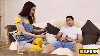 Preview 2 of Nifty Family Incest - SISPORN. Smart guy tricks slender stepsister into taboo sex on the sofa