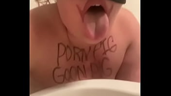 Preview 3 of Naked On Tvs - Fuckpig porn justafilthycunt humiliating degradation toilet licking humping oinking squealing