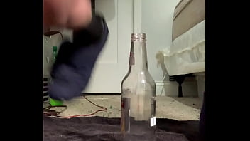 Preview 1 of Petite Bailarina - slut task purple panties cage plug ATM bottle fucking