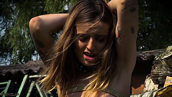 Preview 4 of Huge Cumshot On Clothes - Skinny teen gets hard and kinky bondage pleasure