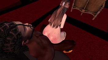 Preview 3 of Yurai Vhitose - Second Life Black man fucks asian woman in a movie theater