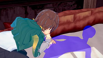 Preview 4 of Xnxx Tushy Porn Hd - KonoSuba Yaoi - Kazuma blowjob with cum in his mouth - Japanese Asian Manga anime game porn gay