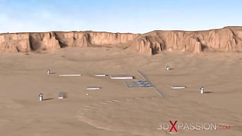 Preview 1 of America Big Lun - Fuck system in Area 51. Female android fucks hard a sexy blonde