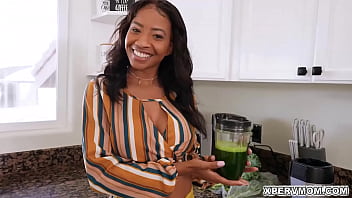 Preview 1 of Pakistani Sheeza Khan - Fit stepmom September Reign makes a healthy juice for her stepson Alex,  and she persuades him by getting on all fours and giving him a BJ.