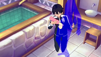 Preview 3 of Animal Sikis Vido - Sword Art Online Yaoi - Kirito Handjob - Japanese Asian Manga anime game porn gay