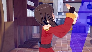 Preview 3 of Hardcore Dp Porn - KonoSuba Hentai - Megumin Handjob with cumshot in her face - Japanese Asian Manga anime game porn