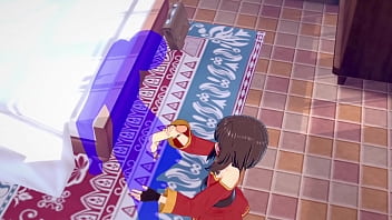 Preview 1 of Hardcore Dp Porn - KonoSuba Hentai - Megumin Handjob with cumshot in her face - Japanese Asian Manga anime game porn