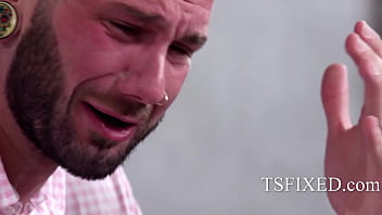 Preview 1 of Pregent Whomen Sex - Dude Has His First Time With A Shemale Right After A Breakup