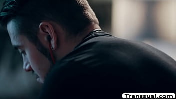 Preview 1 of Suneyleon Xxxxx - Pink haired TS lets stepbro fuck her ass