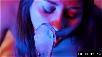 Preview 2 of Teen Public Dogging - Watch her fucking her tight asshole with a huge dildo made of ice