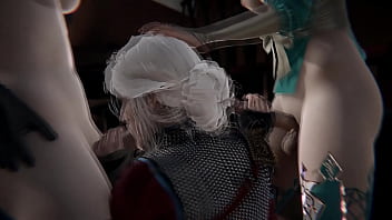 Preview 2 of Mistress Teaches You Hardcore - The Witcher Triple Futanari - Ciri has sex with Triss and Yennefer