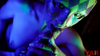 Preview 2 of Dalia Elliot - adult in a mask bites the head of the penis and the foreskin with her teeth makes a blowjob cum in her mouth