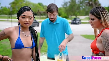 Preview 3 of Dad Teaching His Little Girl - Lemonade teens refreshing their big cocked customer