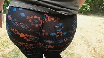 Preview 1 of Dick Tee - Mom Huge Ass See Thru Leggings Public Trail