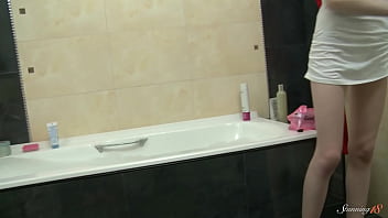 Preview 1 of Lesbian Authoritarian - Tiny Blonde Paula Z Fingers Her Eager Pussy In The Bathtub!