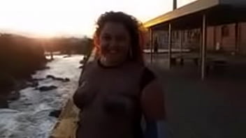 Preview 1 of Japanese Girl S - Mary esposa cadelona fazendo exibicionismo com camisa transparente em local p&uacute_blico,  as tetas totalmente vis&iacute_veis