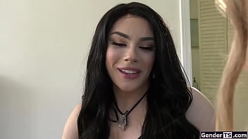 Preview 1 of Tube Videos Dicke Sandra - Ts Ariel Demure bangs busty Bunny Colby
