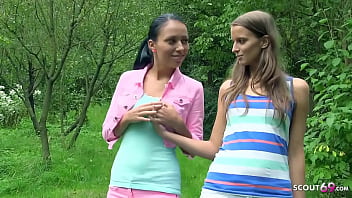 Preview 1 of Sikwap Anibuny - Two Tiny Girls First Lesbian Outdoor Sex on Trip