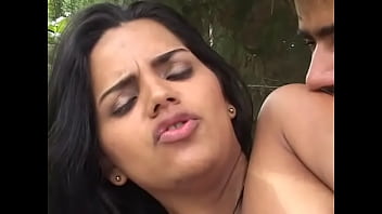 Preview 3 of Xayvonlar Siks - A gorgeous tranny with long black hair loves when a big hard cock penetrates into his ass on a lawn in the forest