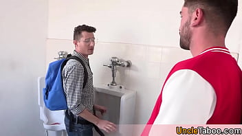 Preview 1 of Maturc Mxcitee S - This geeky teen guy is ready to lose his anal virginity in a public toilet
