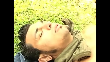 Preview 4 of Sarawak People Sex - Sexy brunette hunk sucks on his partner&#039_s cock in the garden
