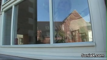 Preview 2 of Tranny Anal Dp - Cheating english milf lady sonia shows off her giant breasts