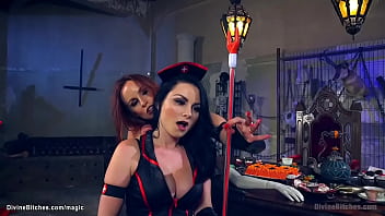 Preview 2 of Anneporno Konuluporno - Femdoms pegging men in Halloween party