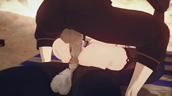 Preview 2 of Young Boy Big Cock Girl - 【原神】胡桃　モーション   ダメージボイス