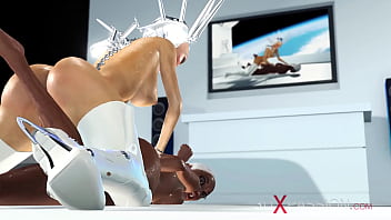 Preview 3 of Full Foot Insertion - Super sexy android dickgirl fucks a hot ebony on a spaceship