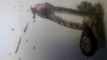 Preview 4 of Red Hair Mmf Retro - STOP MOTION BLACK COCK CARTOON DRAWING OF A BIG COCK FROM SOFT TO HARD THEN CUMMING AND GOING BACK DOWN