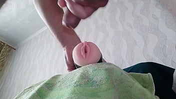 Preview 1 of Mother Hio - Guy moaning and shaking while cumming inside a fake pussy