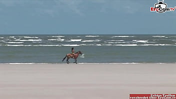 Preview 1 of Satali Xxx - Black haired skinny woman gets fucked anal in a threesome at the beach