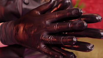 Preview 3 of Kiss Boy And Gales - ASMR nitrile gloves and oil. Arya Grander
