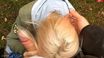 Preview 4 of Bank Black Cox - German slut sucks dirty stinky cock in the woods.