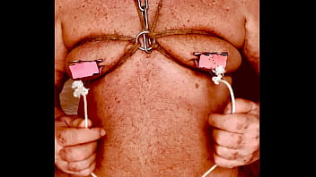 Preview 1 of Katya Sambuca Squirt - Seniormasochist pulls nipple clamps off