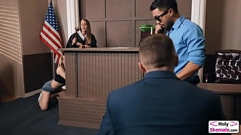 Preview 2 of Jhendelyn Nuez - Shemale Emma Rose fucks busty milf judge Mckenzie Lees pussy