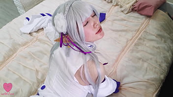 Preview 2 of Young Sissy Precum - Emilia from Re Zero came to the real world,  clearly wanting to have sex in order to get human cum