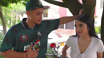 Preview 1 of Small Girls And Old Men - Big cock Latino guy fucks a very hot petite girl he meets in an outdoor place