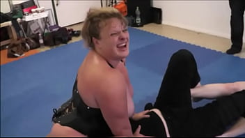 Preview 4 of Enforced Sissy - The Neckscrew Bottleopener Headscissor Hold in Mixed Wrestling