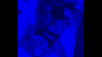 Preview 4 of Jerking Off Shemale - Best Host Lady Blue Light