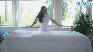 Preview 1 of Bangal 3xxxx Vedio - Big Tit Teen Practices Massage on Older Step-sister with Oil and Scissoring