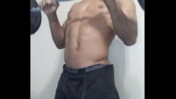 Preview 1 of Raped5 - Workout at work while waiting to empty huge truck getting oiled up and sweaty