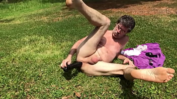 Preview 3 of Gym Pee - Doug Stratemeyer in Outdoor Butt Plug and Dildo Fuck