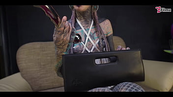 Preview 2 of Joal One - Tattooed teen ASS to MOUTH overload with METAL toy - PROLAPSE,  gape,  ANAL,  ATM - split tounge,  goth,  punk,  alt porn - ZF015