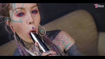 Preview 3 of Joal One - Tattooed teen ASS to MOUTH overload with METAL toy - PROLAPSE,  gape,  ANAL,  ATM - split tounge,  goth,  punk,  alt porn - ZF015